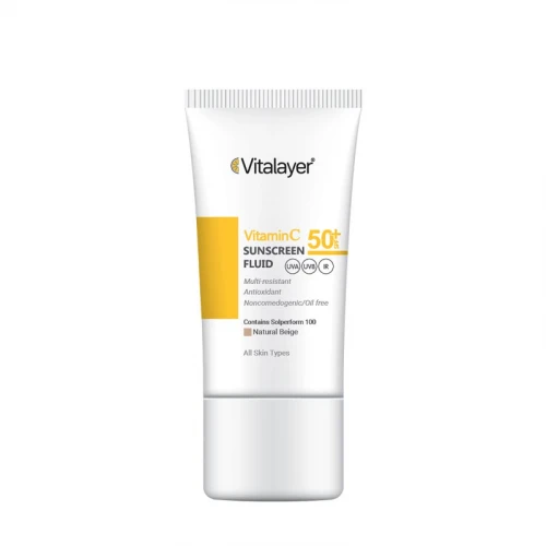 کرم ضد آفتاب رنگی ویتالیر با SPF 50 مدل Vitamin C ‌مناسب انواع پوست حجم 50 میلی‌لیتر