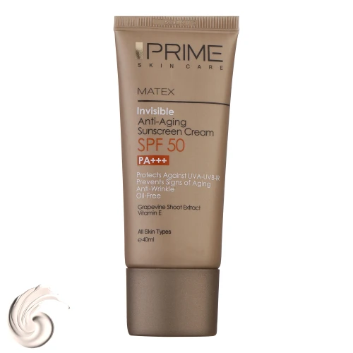 کرم ضدآفتاب بدون رنگ پرایم مدل Anti Aging SPF50، حجم 40 میلی‌لیتر