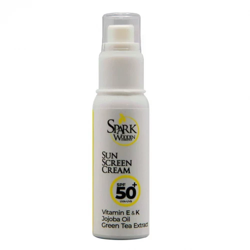 کرم ضد آفتاب بی رنگ اسپارک وودن با SPF50 مناسب انواع پوست حجم 50 میلی لیتر