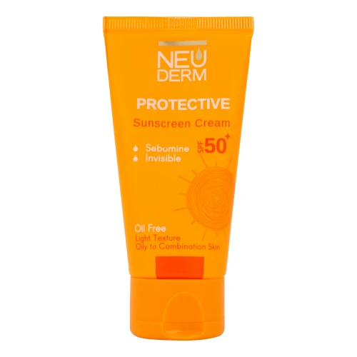 کرم ضد آفتاب بدون رنگ نئودرم SPF 50 مدل PROTECTIVE ‌مناسب پوست‌های چرب و مختلط حجم 50 میلی‌لیتر