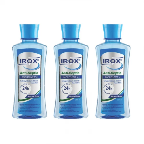 دهان شویه ایروکس مدل Anti Septic حجم 250 میلی لیتر بسته 3 عددی