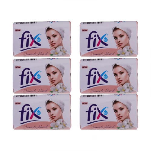 صابون شستشو فیکس مدل Jasmin & Almond وزن 90 گرم بسته 6 عددی