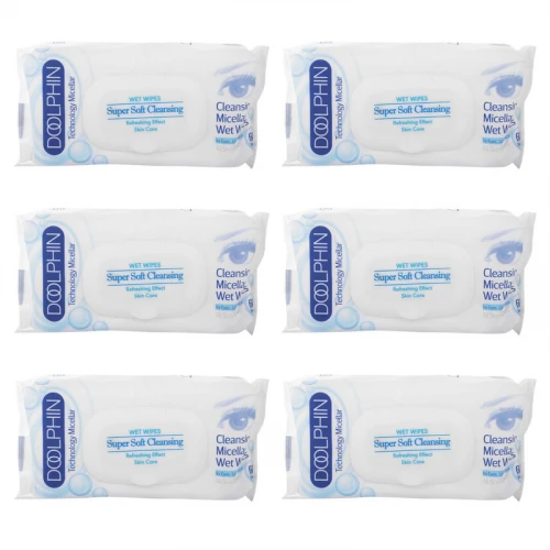 دستمال مرطوب دلفین مدل Skin Care مجموعه 6 عددی