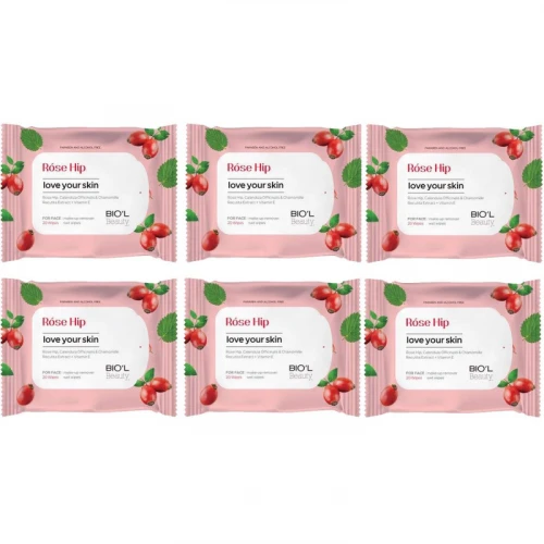 دستمال مرطوب بیول مدل Rose Hip  مجموعه 6 عددی