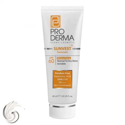کرم ضدآفتاب و مرطوب‌کننده پرودرما مدل SPF60، حجم 40 میلی‌لیتر