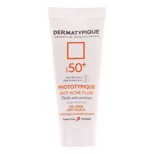 فلوئید ضد آفتاب بدون رنگ درماتیپیک مدل anti acne محافظ UVA،UVB مناسب برای انواع پوست حجم 40 میلی لیتر