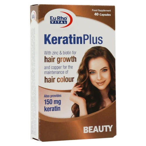 کپسول ژلاتینی نرم کراتین پلاس یوروویتال بسته 40 عددی