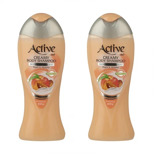 شامپو بدن اکتیو مدل Peach And Almond وزن 400 گرم  مجموعه 2 عددی