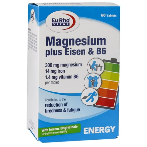 قرص منیزیم پلاس آیزن و B6 بسته 60 عددی (افزایش انرژی بدن)