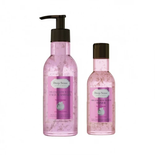 ژل شستشو صورت دیپ سنس مدل گلاب حجم 250 میلی لیتر به همراه تونر مدل گلاب حجم 160 میلی لیتر