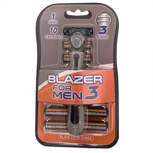 خود تراش بلیزر مدل  3 به همراه سری یدک بسته 10 عددی