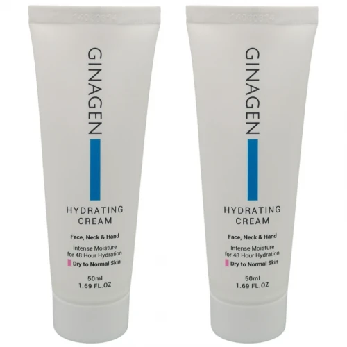کرم آبرسان دست و صورت و گردن ژیناژن مدل HC مناسب برای پوست‌های معمولی تا خشک حجم 50 میلی‌لیتر مجموعه دو عددی