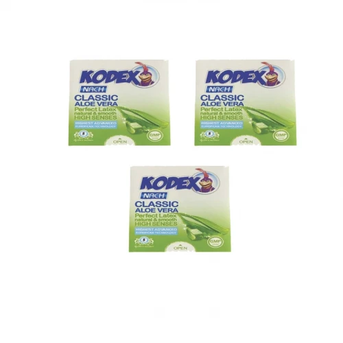 کاندوم کدکس مدل کلاسیک آلوئه ورا سه بسته 3 عددی