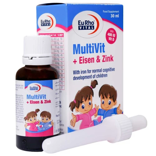 قطره مولتی ویت پلاس آیزن و زینک یوروویتال 30 میلی لیتر (کمک به رشد کودکان)
