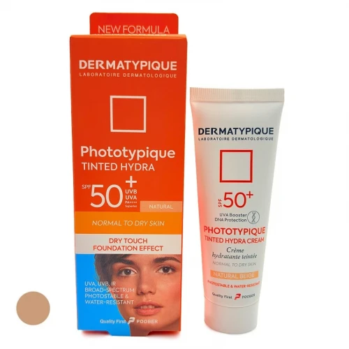 کرم ضد آفتاب رنگی درماتیپیک SPF 50 مدل Phototypique ‌ ‌محافظ در برابر UVA ،UVB  مناسب برای پوست‌های خشک و نرمال حجم 50 میلی‌لیتر