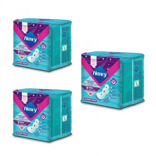  نوار بهداشتی بالدار نازک نانسی مدل MAXI سایز فوق العاده بزرگ سه بسته 7 عددی