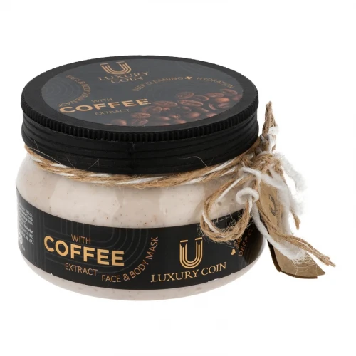 ماسک اسکراب صورت و بدن لاکچری کوین مدل قهوه مناسب برای انواع پوست حجم 300 میلی‌لیتر