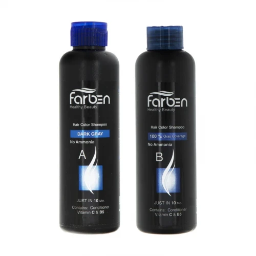 شامپو رنگ مو فاربن کد 02 حجم 150 میلی لیتر بسته 2 عددی رنگ خاکستری تیره