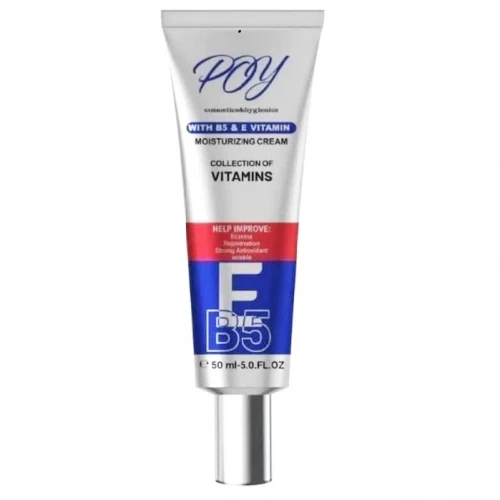 کرم مرطوب کننده پوست پی او وای مدل ویتامین E و B5 مناسب برای انواع پوست حجم 50 میلی لیتر