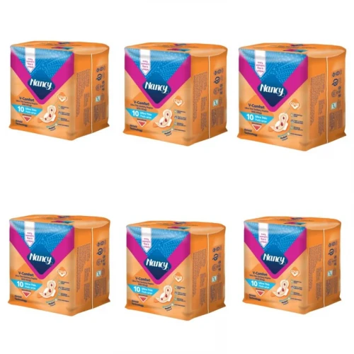 نوار بهداشتی نانسی مدل ایرلید سایز متوسط شش بسته 10 عددی