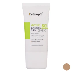 خرید فلوئید ضدآفتاب رنگی ویتالیر SPF50 مدل Activit، مناسب پوست‌های چرب، حجم 50 میلی‌لیتر