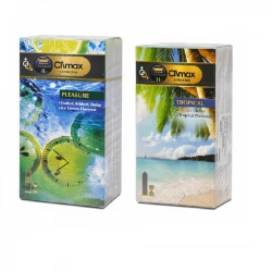 خرید کاندوم کلایمکس Pleasure و Tropical | بسته 24 عددی