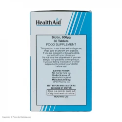 قرص بیوتین 800 میکروگرم Health اید بسته 30 عددی