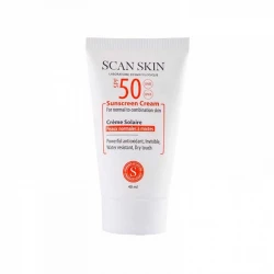 کرم ضدآفتاب بی‌رنگ اسکن اسکین مدل SPF50، مناسب پوست‌های معمولی و مختلط، حجم 40 میلی‌لیتر