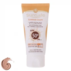 کرم ضد آفتاب رنگی سان سیف SPF 50 مدل Viti-Sense-02 مناسب پوستهای حساس حجم 50 میلی لیتر