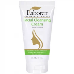 کرم پاک کننده آرایش لابورن، سازگار با پوست‌های چرب و جوش‌دار، با خاصیت کنترل چربی پوست، پاک کننده آلودگی‌، پیشگیری از رشد باکتری‌ها و جوش ، دارای عصاره آلوئه‌ورا و درخت چای، مناسب برای بانوان و آقایان، حجم 150 میلی‌لیتر، مدل sebum control