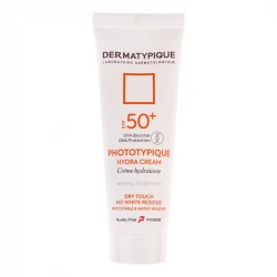فلوئید ضد آفتاب بدون رنگ درماتیپیک مدل hydra cream محافظ UVA،UVB مناسب برای پوست خشک حجم 40 میلی لیتر
