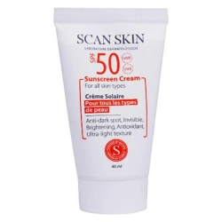 کرم ضدآفتاب و ضدلک بی‌رنگ اسکن اسکین مدل SPF50 مناسب انواع پوست، حجم 40 میلی‌لیتر