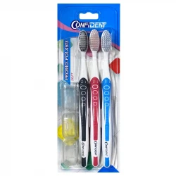 مسواک کانفیدنت مدل Promo Polaris با برس نرم بسته 3 عددی