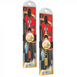 مسواک کانفیدنت مدل Golden Charcoal با برس نرم مجموعه 2 عددی