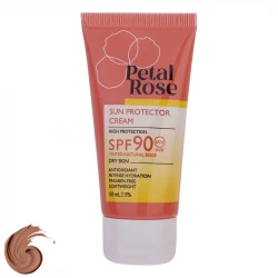 ضدآفتاب رنگی بژ روشن SPF90 پتال رز مدل High Protection مناسب پوست خشک، حجم 50 میلی‌لیتر