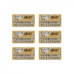 تیغ یدک سنتی بیک مدل Platinum Chromium Double Edge مجموعه 6 عددی