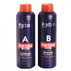 شامپو رنگ مو فاربن شماره 3.1 حجم 150 میلی لیتر رنگ خاکستری تیره مجموعه 2 عددی