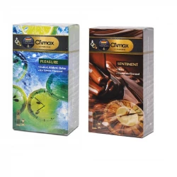 کاندوم کلایمکس مدل Pleasure  بسته 12 عددی به همراه کاندوم کلایمکس مدل Sentiment بسته 12 عددی