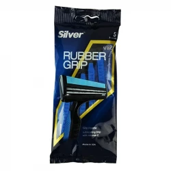 خود تراش سیلور مدل Rubber Grip Blue بسته 5 عددی