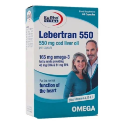 خرید کپسول روغن کبد ماهی کاد لبرترن 550 یوروویتال 60 عددی