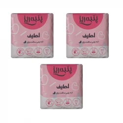 نوار بهداشتی نازک پنبه ریز مدل لایه سافت درای سایز L سه بسته 10 عددی