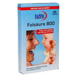 خرید قرص فولیک اسید 800 یوروویتال بسته 60 عددی