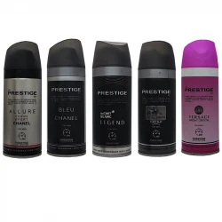 اسپری خوشبو کننده بدن پرستیژ مدل  TOP8X کد 03 حجم 150 میلی لیتر مجموعه 5 عددی 