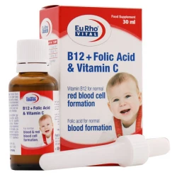 خرید قطره ب12 پلاس فولیک اسید و ویتامین ث یوروویتال