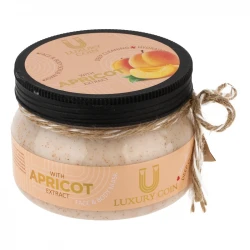 ماسک اسکراب صورت و بدن لاکچری کوین مدل زردآلو مناسب برای انواع پوست حجم 300 میلی‌لیتر