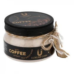 ماسک اسکراب صورت و بدن لاکچری کوین مدل قهوه مناسب برای انواع پوست حجم 300 میلی‌لیتر