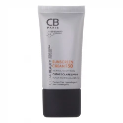 کرم ضد آفتاب بدون رنگ سی بی پاریس SPF 50 مدل 054 ‌مناسب پوست‌های معمولی و خشک حجم 40 میلی‌لیتر