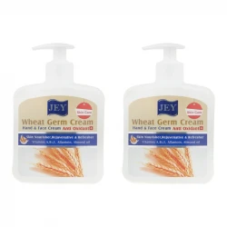 کرم مرطوب‌کننده دست و صورت جی مدل Wheat-Germ مناسب برای انواع پوست حجم 450 میلی لیتر مجموعه 2 عددی