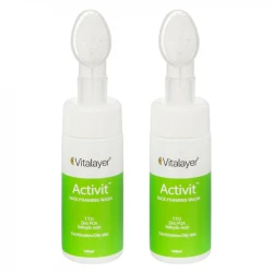 فوم شستشو صورت ویتالیر مدل اکتیویت مناسب پوست چرب و مختلط حجم 150 میلی لیتر مجموعه 2 عددی