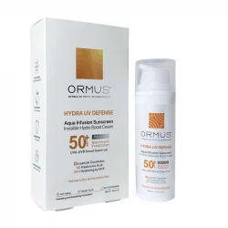 کرم ضد آفتاب بدون رنگ اورموس +SPF 50 مدل Hydra UV Defense ‌محافظ UVA ،UVB و PA++++ ، مناسب برای  پوست‌ خشک و حساس حجم 50 میلی‌لیتر